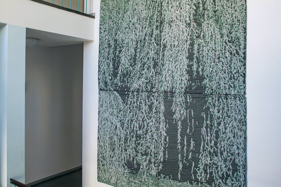 Weeping willow   285  x 380 cm digital jacquard weaving, braided synthetic fibre, reflective yarn
