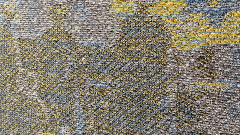 2024-2 Station to station  Digital jacquard weaving, Braidens synthetic and reflective fibers  142 x 150 cm