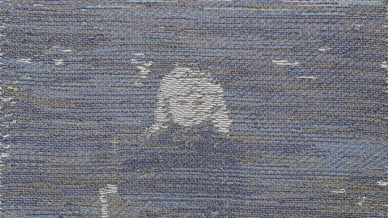 2025 Winterreise: 147 x 170, Digital jacquard weaving, spliced braided ropes, relective yarn